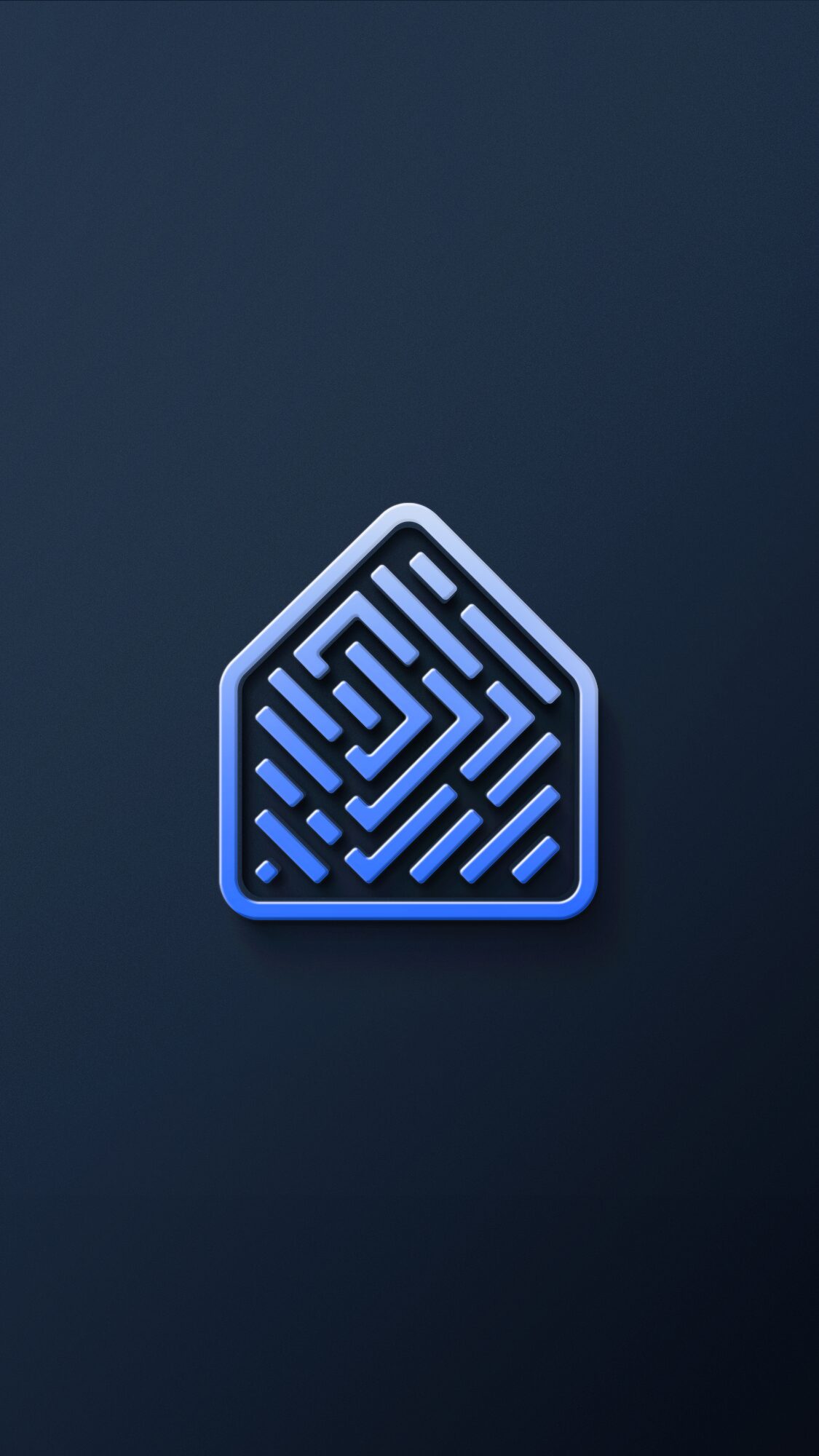 FIG.11 — the symbol as a raised metal emblem on a dark navy panel, lit from the upper left