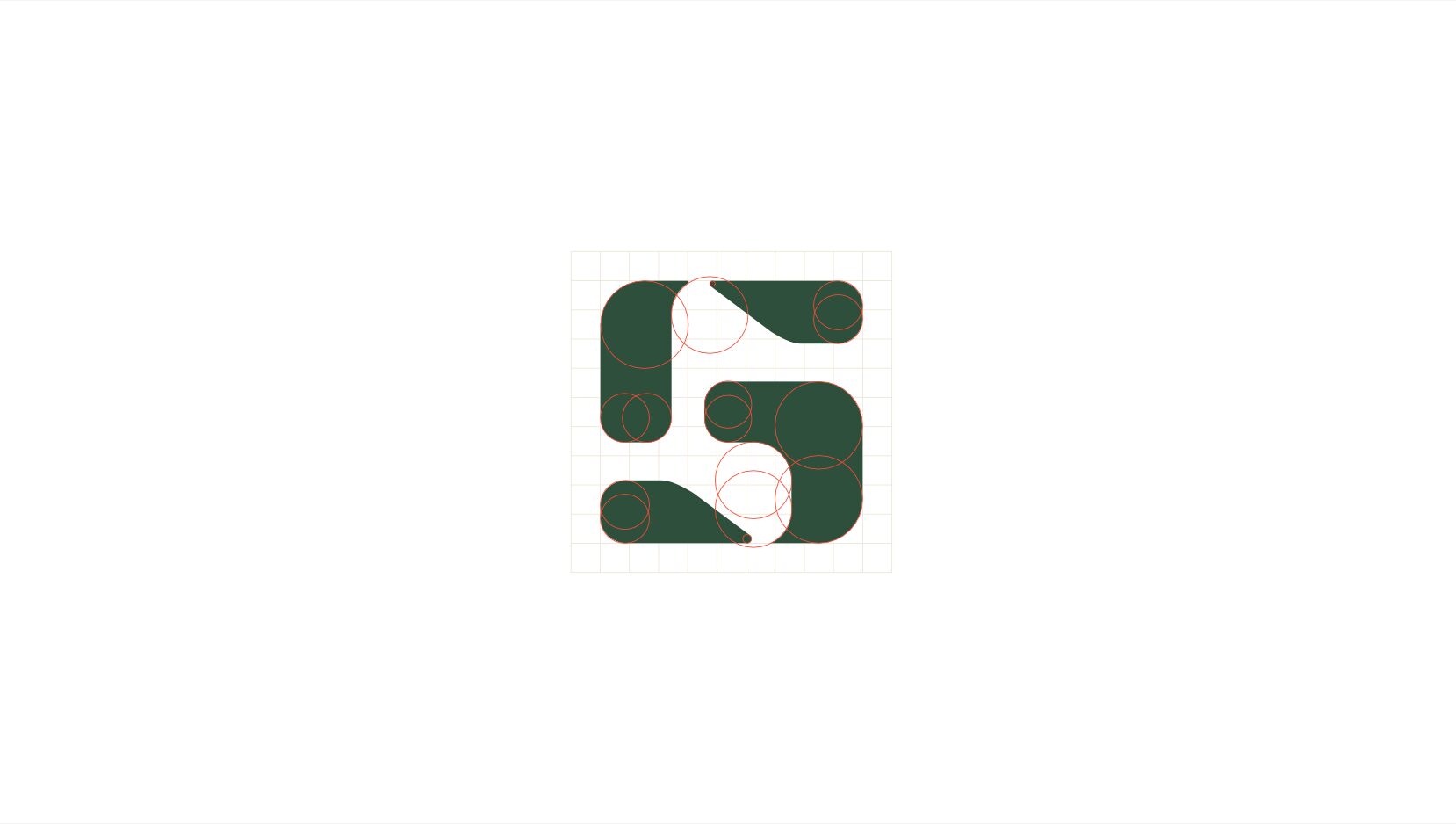 FIG.01 — the Saga S on its construction grid, showing the modular pieces that also assemble into the other letters of the name